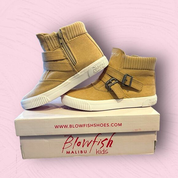 Blowfish FRAMATCHA Sneakers  HIGH TOP Light Camel Tan SUEDE Girl’s Size 4.5 NEW - Picture 2 of 9